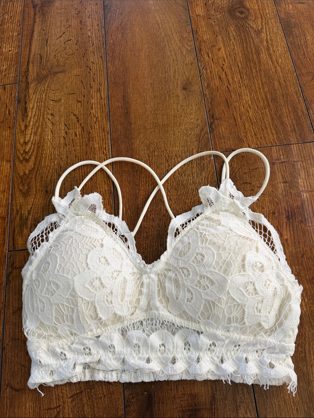 Pink Lily Cream Lace Bralette with Delicate Straps